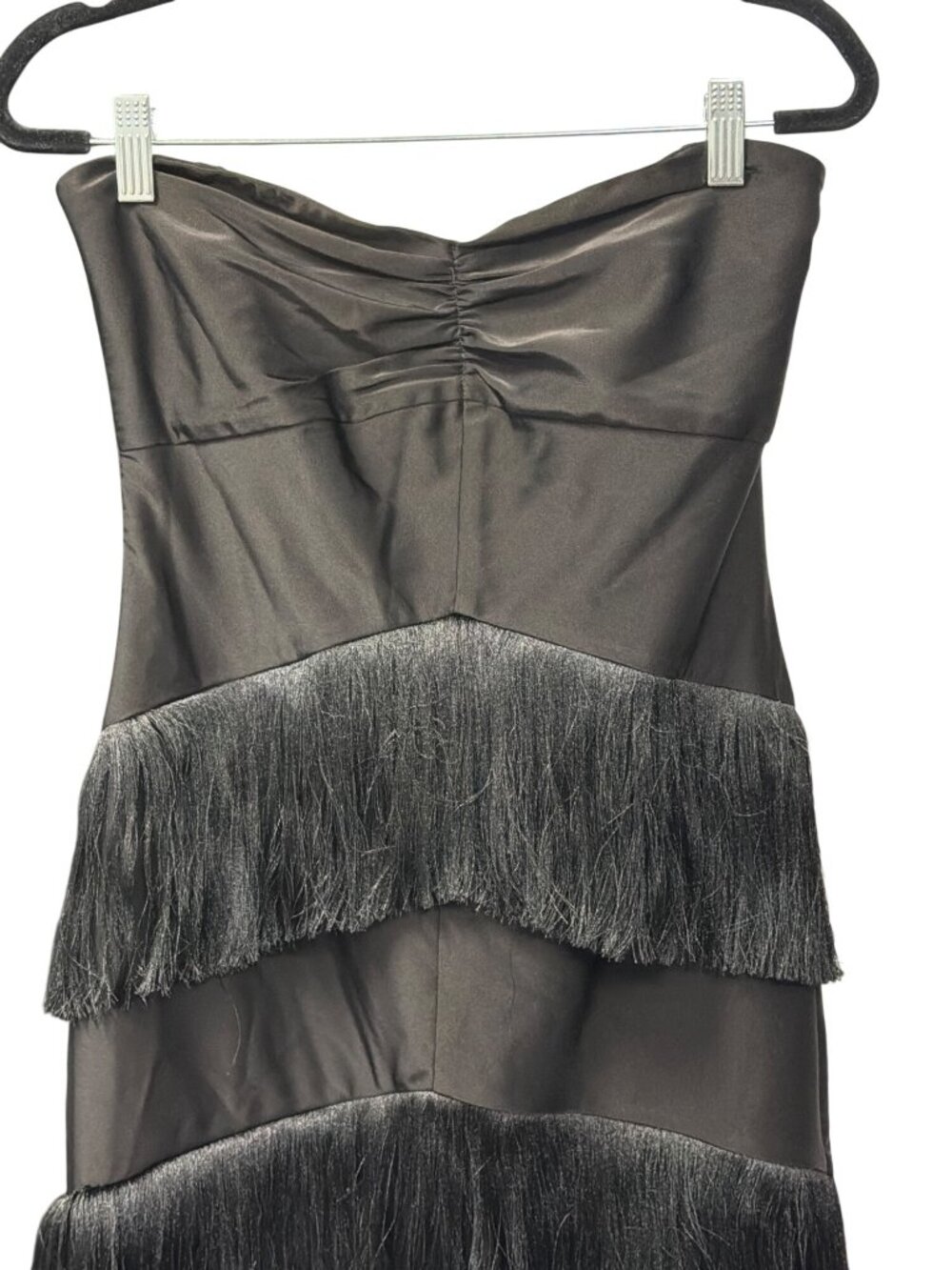 New House Of Harlow 1960 Black Strapless Fringe Maxi Dress Womens Sz Small - Picture 5 of 8
